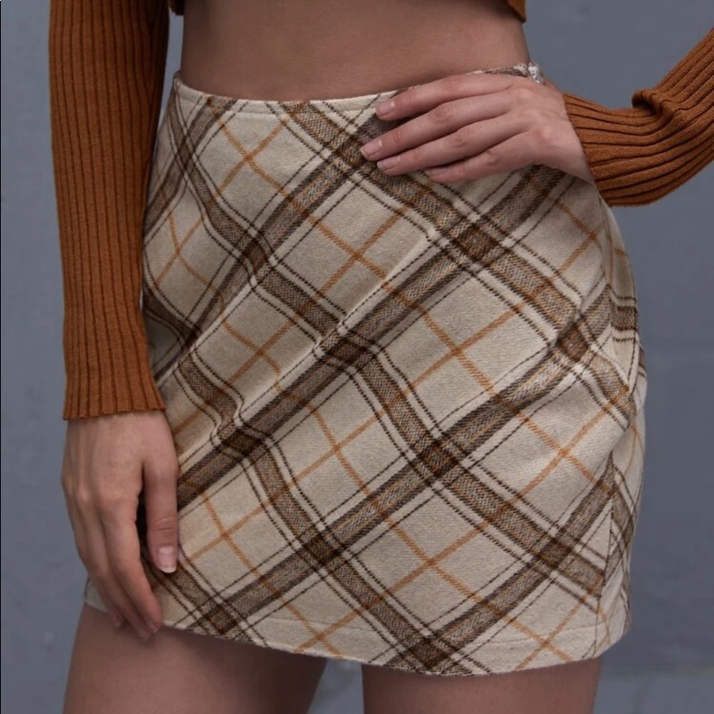 plaid high-waisted bodycon mini skirt